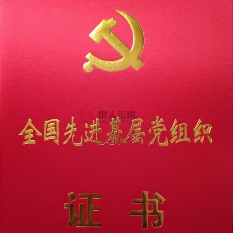 全國兩優(yōu)一先獎牌獎?wù)伦C書先進(jìn)基層黨組織榮譽(yù)證書