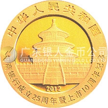 招商銀行成立25周年暨上市10周年熊貓加字金銀紀念幣1/4盎司圓形金質(zhì)紀念幣